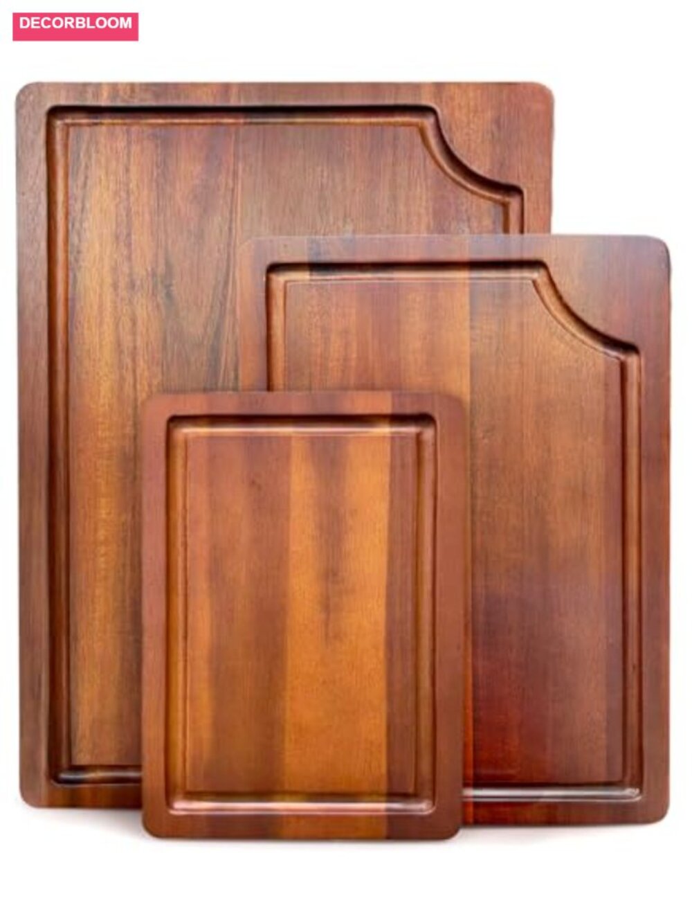 Acacia Wood Cutting Board Set of 3 with Deep Juice Groove